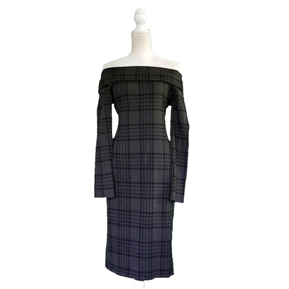 Banana Republic Dresses & Skirts - Banana Republic Womens Plaid Midi Bardot Dress